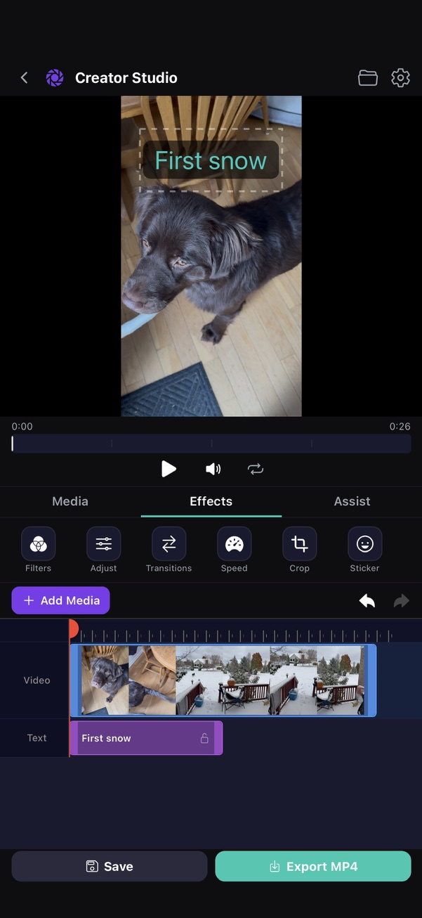 Weavid Creator Studio — in-app video editor